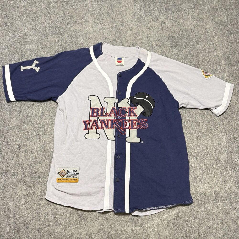 Vtg J-Head NLBM New York Black Yankees Baseball Jersey 2XL Embroidered NY #35